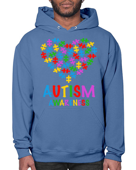 autism awareness heart love puzzle 15# - autism- Hoodie