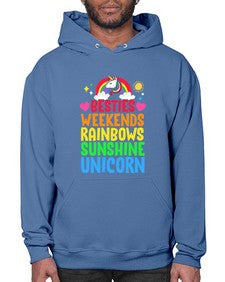 besties weekends rainbows sunshine unicorn 58# - unicorn- Hoodie