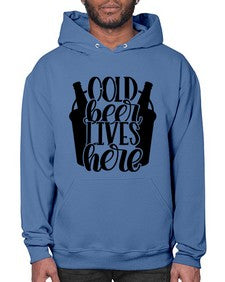cold beer lives here 872# - beer- Hoodie