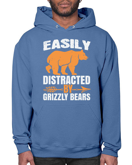 easily distracted by grizzly bears 107# - bears - animals- Hoodie