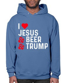 i love jesus beer and trump 1140# - beer- Hoodie