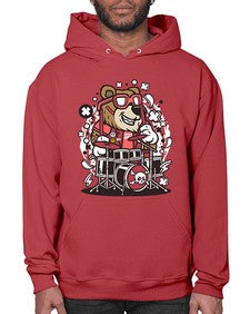 Bear drummer 14# - cartoon animals- Hoodie