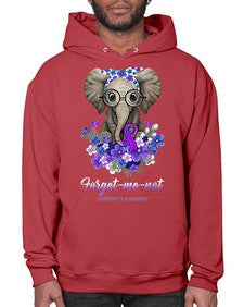 Forget me not Alzheimers Awareness Elephant Flower 150# - alzheimers- Hoodie