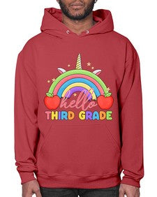 Hello third Grade Unicorn Rainbow 349# - third grade- Hoodie