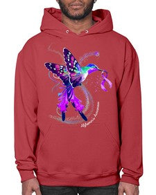 Hummingbird Holding Purple Ribbon Alzheimers Awareness 166# - alzheimers- Hoodie