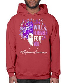 I Will Remember For You Alzheimer Awareness Womens Butterfly 180# - alzheimers- Hoodie