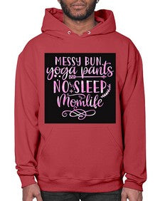 Messy bun yoga pants no sleep momlife  424# - yoga- Hoodie