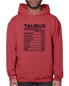 Taurus Nutrition Facts 490# - taurus- Hoodie