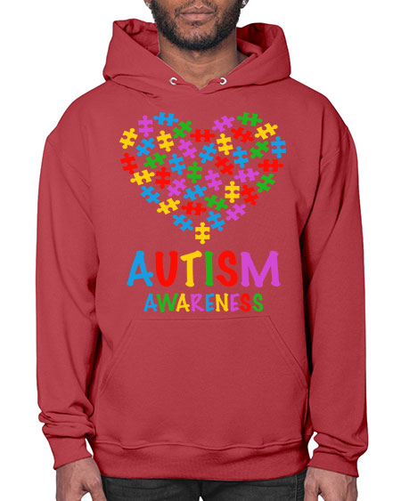 autism awareness heart love puzzle 15# - autism- Hoodie