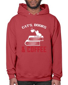 cats book and coffee Style 37# - cats- Hoodie