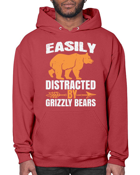 easily distracted by grizzly bears 107# - bears - animals- Hoodie
