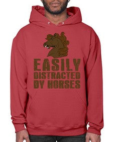 easily distracted by horses - horse- Hoodie