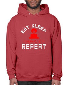eat sleep hack repeat 48# - computer- Hoodie