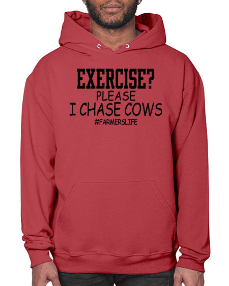 exercise please i chase cows - cow- Hoodie