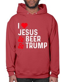 i love jesus beer and trump 1140# - beer- Hoodie