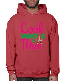 look whos three 266# - unicorn- Hoodie