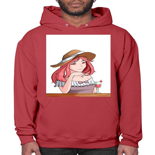 pretty woman with fresh juice in summer 37# - anime- Hoodie