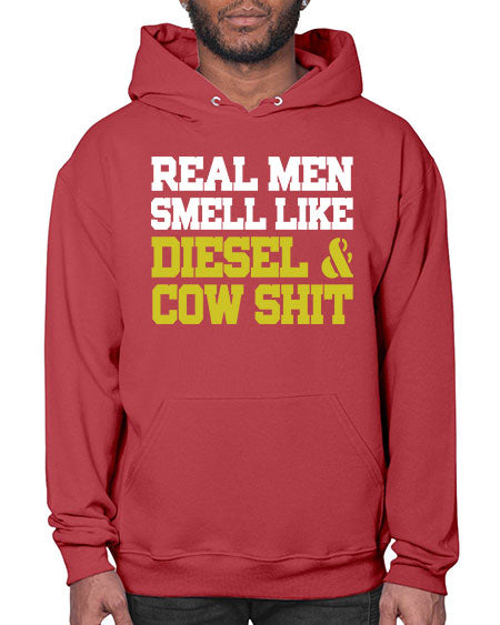 real men smell like diesel and cow poop - cow- Hoodie