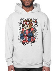 Bear scooterist 16# - cartoon animals- Hoodie