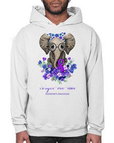 Forget me not Alzheimers Awareness Elephant Flower 150# - alzheimers- Hoodie