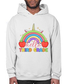 Hello third Grade Unicorn Rainbow 349# - third grade- Hoodie