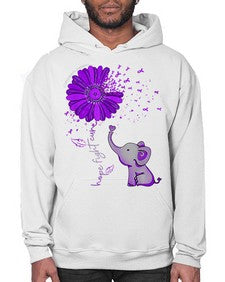 Hope Fight Cure Elephant Alzheimers Purple Ribbon 160# - alzheimers- Hoodie