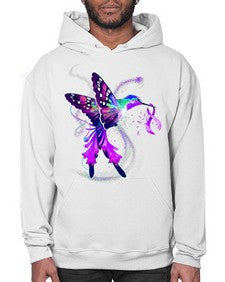 Hummingbird Holding Purple Ribbon Alzheimers Awareness 166# - alzheimers- Hoodie