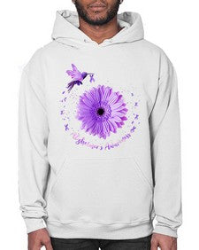 Hummingbird Sunflower Purple Ribbon Alzheimers Awareness 167# - alzheimers- Hoodie