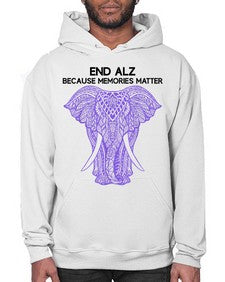 Purple Elephant Alzheimer Awareness 212# - alzheimers- Hoodie