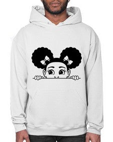 afro puffs girl peekaboo 81# - black girls or women- Hoodie