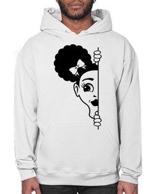afro puffs girl peekaboo 82# - black girls or women- Hoodie