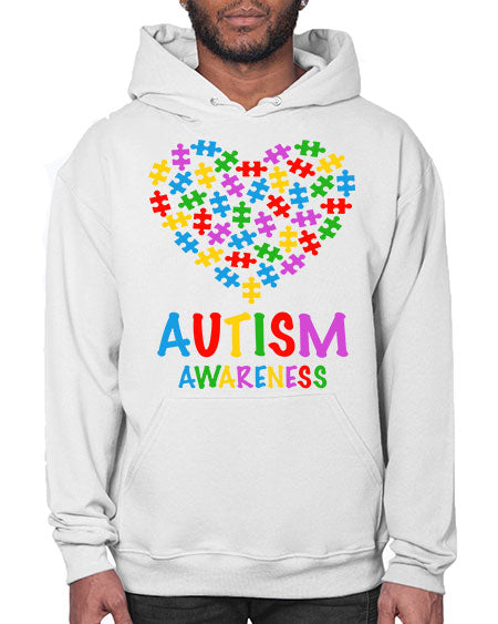 autism awareness heart love puzzle 15# - autism- Hoodie