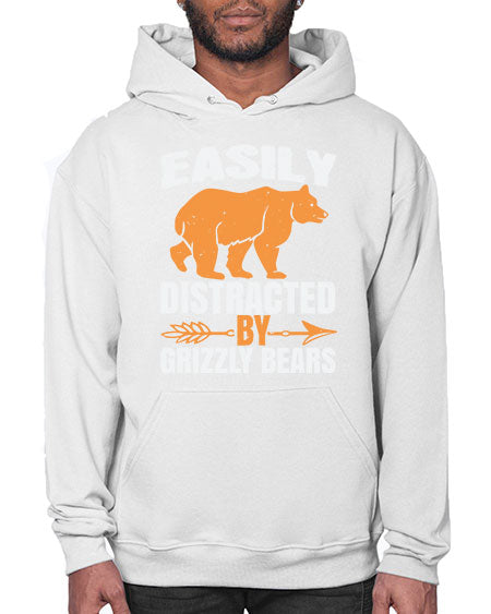 easily distracted by grizzly bears 107# - bears - animals- Hoodie