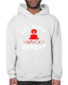 eat sleep hack repeat 48# - computer- Hoodie