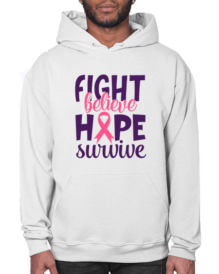 fight believe hope survive Style 13# - breast cancer- Hoodie