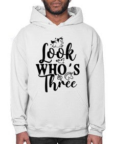 look whos three 265# - unicorn- Hoodie