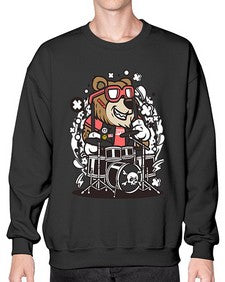 Bear drummer 14# - cartoon animals- Sweatshirt - Crew