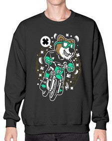 Bear motocross rider 15# - cartoon animals- Sweatshirt - Crew