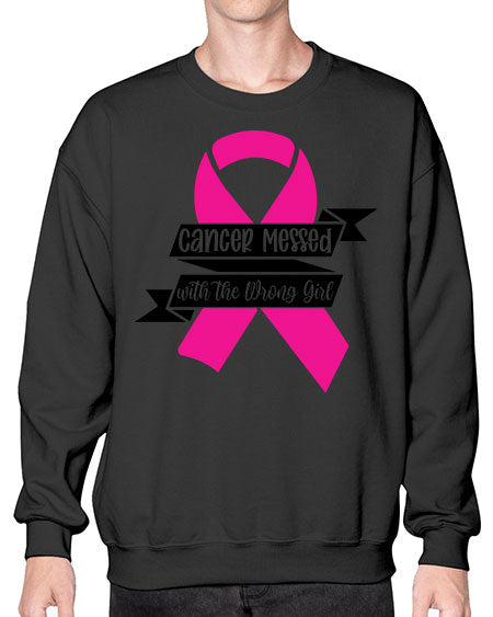 Cancer Messed with the Wrong Girl 30# - breast cancer- Sweatshirt - Crew