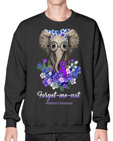 Forget me not Alzheimers Awareness Elephant Flower 150# - alzheimers- Sweatshirt - Crew