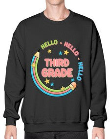 Hello third Grade Pencil 346# - third grade- Sweatshirt - Crew