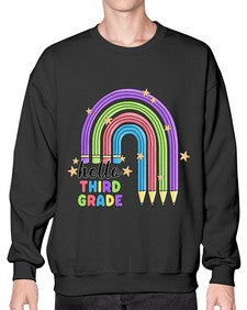 Hello third Grade Pencil Rainbow 347# - third grade- Sweatshirt - Crew