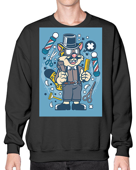 Hipster Barber Leopard835# - barber- Sweatshirt - Crew