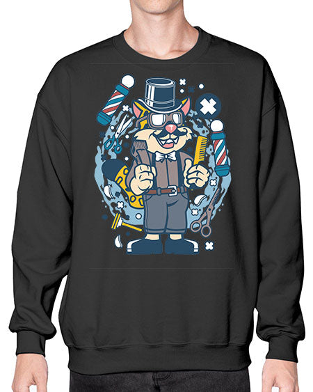 Hipster Barber Leopard836# - barber- Sweatshirt - Crew