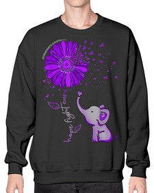 Hope Fight Cure Elephant Alzheimers Purple Ribbon 160# - alzheimers- Sweatshirt - Crew