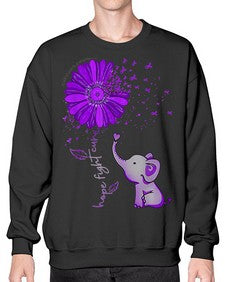 Hope Fight Cure Elephant Alzheimers Purple Ribbon 161# - alzheimers- Sweatshirt - Crew