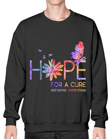 Hope For A Cure Alzheimer Awareness Flower 162# - alzheimers- Sweatshirt - Crew