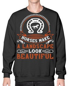 Horses make a landscape look beautiful Style 42# - horse- Sweatshirt - Crew