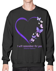 I Will Remember For You Butterfly Alzheimers Awareness 185# - alzheimers- Sweatshirt - Crew