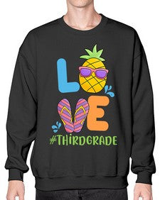 LOVE third Grade Summer Pineapple 527# - third grade- Sweatshirt - Crew